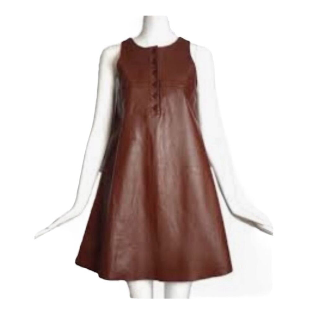 ANNE KLEIN vintage leather jumper dress 1970s